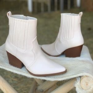White Western Ankle Boots